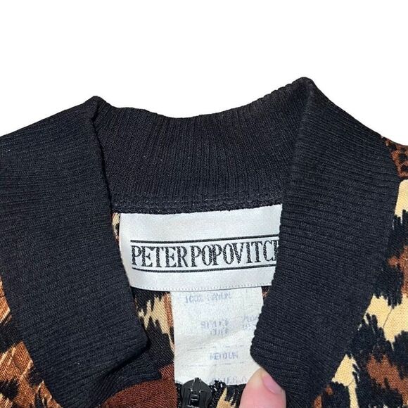 VINTAGE PETER POPOVITCH Cheetah Print Zip Up Jacket W/ Shoulder Pads Size Medium - Picture 4 of 4